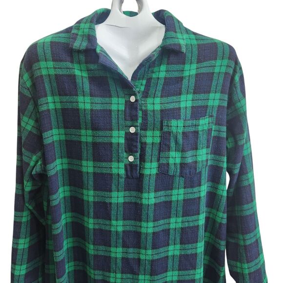 Latuza Cotton Flannel Maxi-Nightgown-L-Tartan Xmas Plaid-Navy/Green-Oversized - Picture 3 of 12